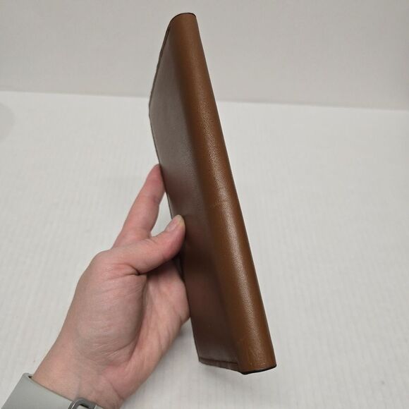 NEW Calvin Klein Tan Genuine Leather Breast Pocket Wallet CheckBook Card Holder - Picture 8 of 9